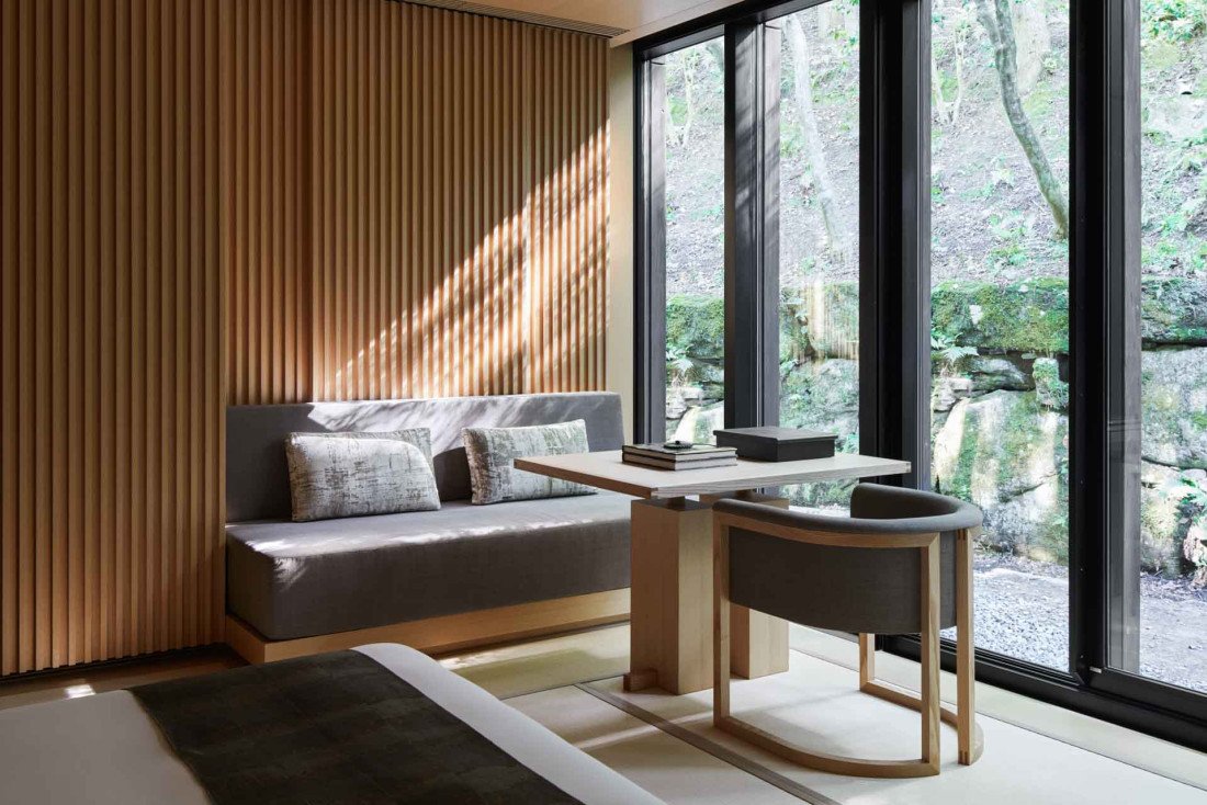 2026 Aman Kyoto Review: Is It Worth The Splurge? 11 Aman Kyoto pavilion living room with minimalist Japanese interiors