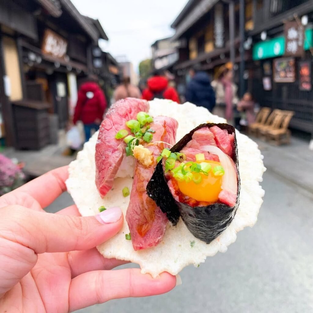 What to Do in Takayama (2026): 14 Best Sights, Foods & Hidden Gems in the Japanese Alps 22 Hida beef sushi from Hida Kotte Ushi