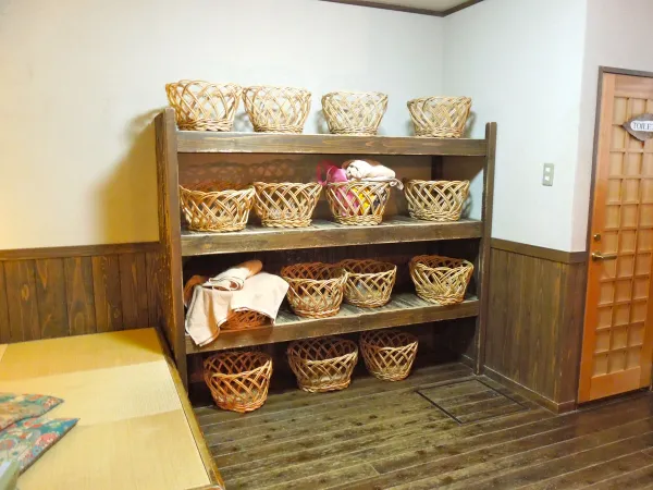 Baskets in Onsen in Japan to put clothes