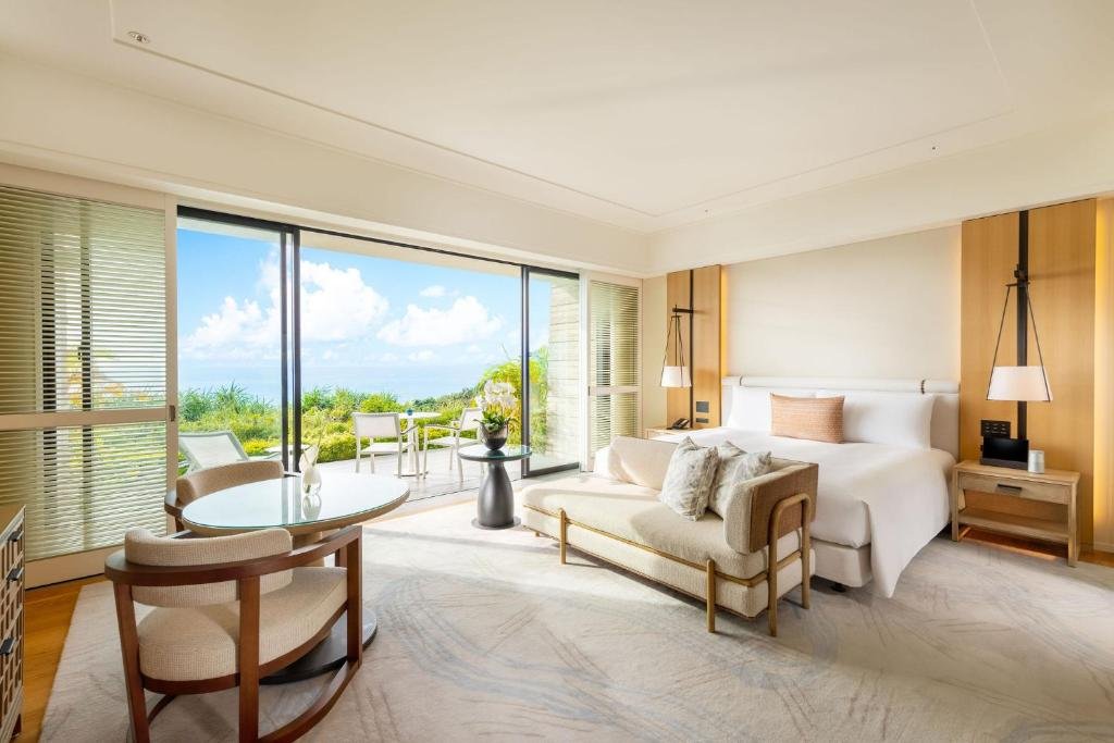 Elegant ocean-view room at Halekulani Okinawa for honeymoon couples