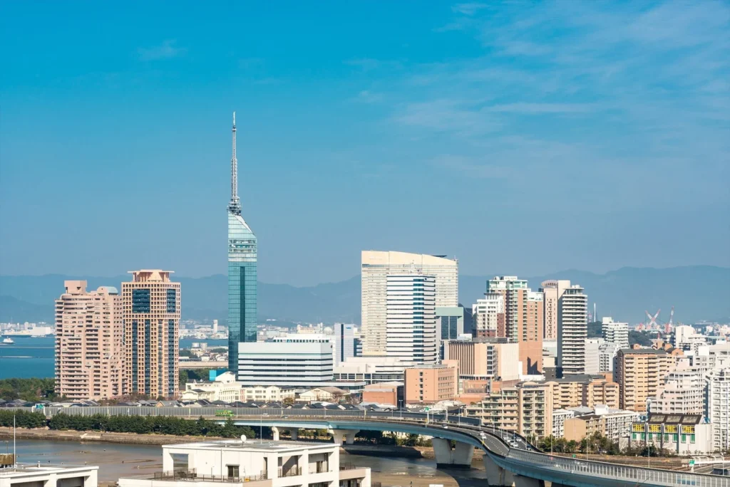 Fukuoka city scenery for a honeymoon trip in Kyushu