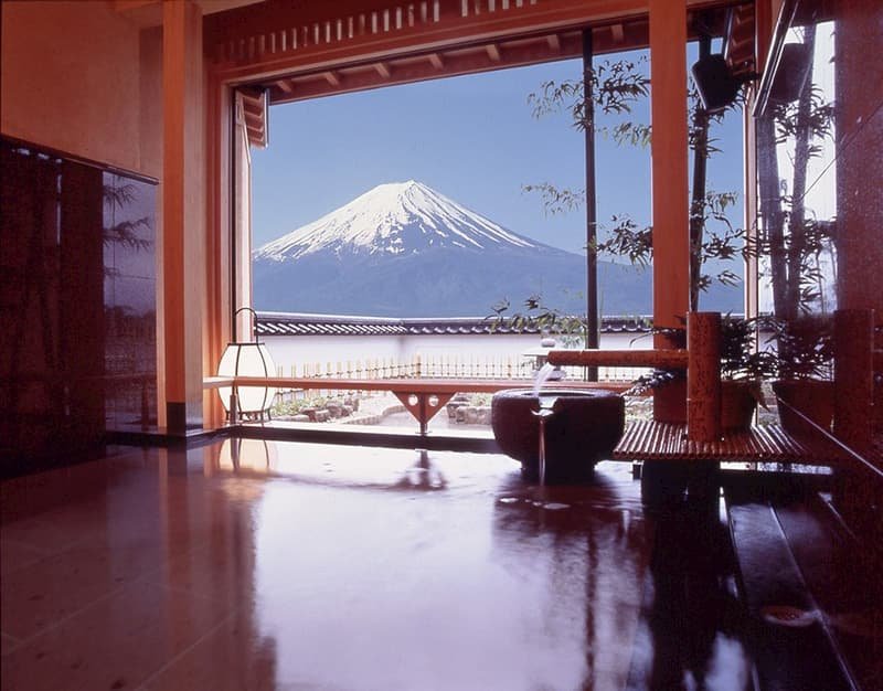 Mount Fuji view from a ryokan room near Hakone