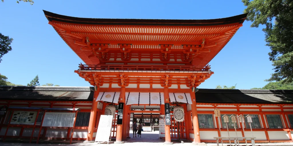 What to Do in Gion Kyoto in 2026: Beautiful Streets, Shrines and Local Experiences 27 Vermilion shrine buildings surrounded by greenery at Shimogamo Shrine in Kyoto