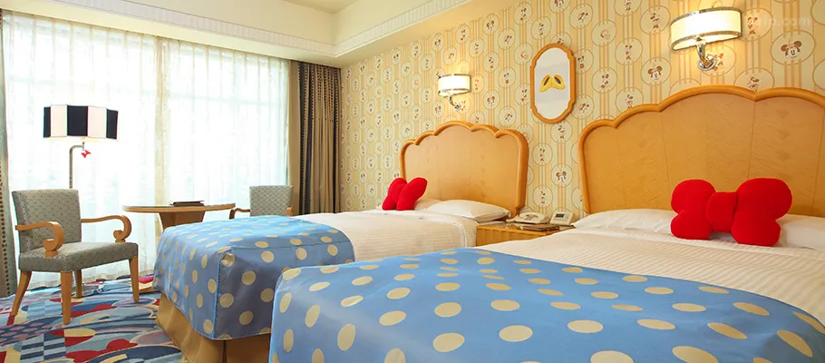 Disney Ambassador Hotel room with Mickey-inspired details for families