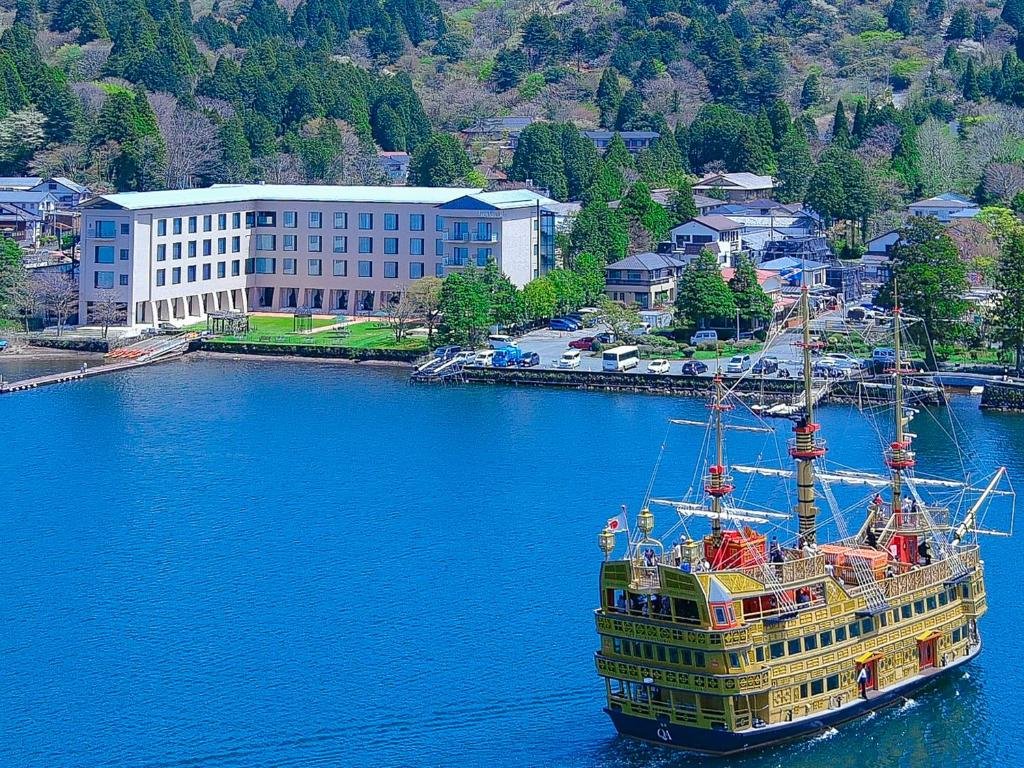 Hakone Hotel lakeside guest room overlooking Lake Ashi and Mount Fuji