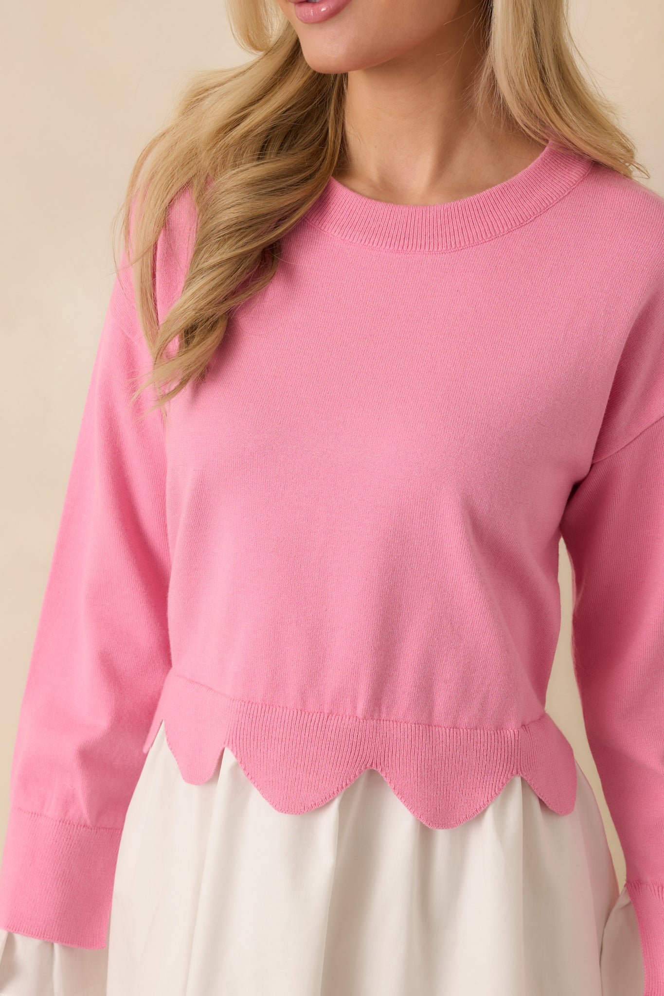 Light Pink Knit + White Skirt 