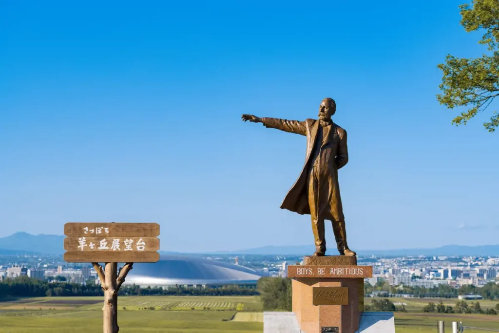 15 Best Things to Do in Sapporo With Kids: Parks, Aquariums, Views, and Family Restaurants 16 Dr William S. Clark statue overlooking fields at Hitsujigaoka Observation Hill