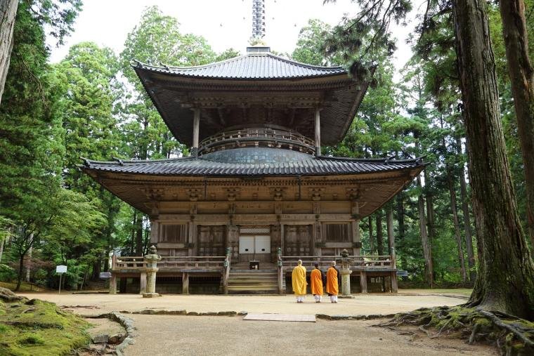Temple town and forested mountains around sacred Mount Koya in Wakayama