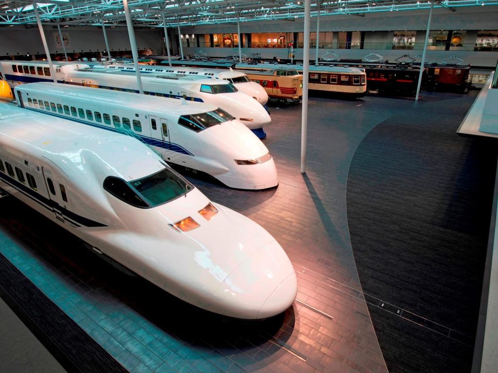 Historic Shinkansen and railway exhibits at SCMAGLEV and Railway Park in Nagoya